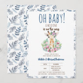 Oh Baby Giraffe A Wild One Safari Animal Floral Kaart (Voorkant / Achterkant)