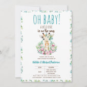 Oh Baby Giraffe A Wild One Safari Animal Floral Kaart (Voorkant)