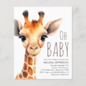 Oh Baby Giraffe Baby shower Budget Uitnodiging (Voorkant)