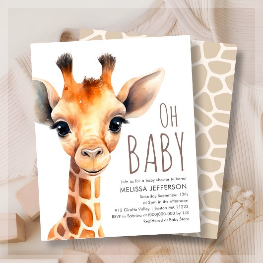 Oh Baby Giraffe Baby shower Budget Uitnodiging