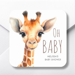 Oh Baby Giraffe Baby shower gunst Vierkante Sticker