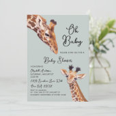 Oh Baby Giraffe Baby shower Kaart (Staand voorkant)