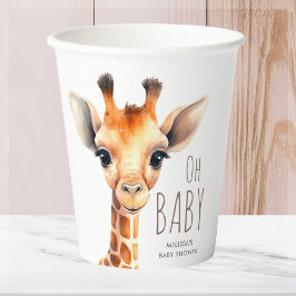 Oh Baby Giraffe Baby shower Papieren Bekers
