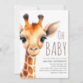 Oh Baby Giraffe Baby shower Uitnodiging (Voorkant)