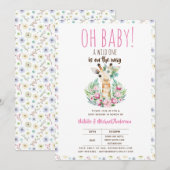 Oh Baby Giraffe Een Wilde Safari Dier Bloem Kaart (Voorkant / Achterkant)