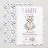 Oh Baby Giraffe Een Wilde Safari Dier Bloemig Kaart (Voorkant / Achterkant)