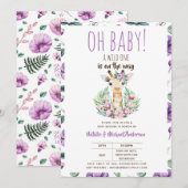 Oh Baby Giraffe Een Wilde Safari Dier Bloemig Kaart (Voorkant / Achterkant)