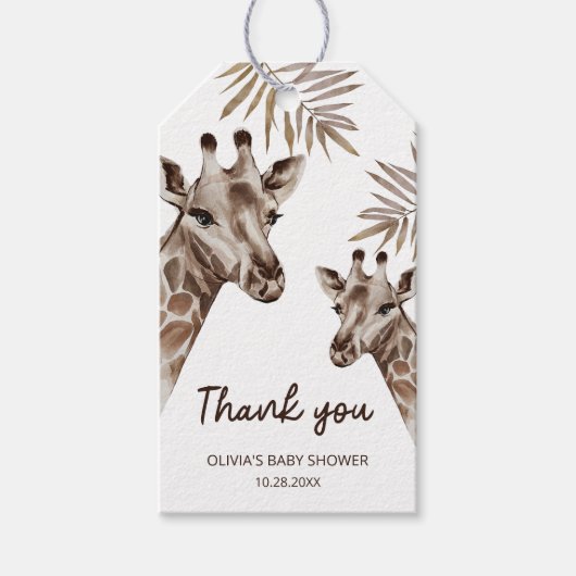 Oh Baby Giraffe Neutral Bedankt Cadeaulabel (Voorkant)