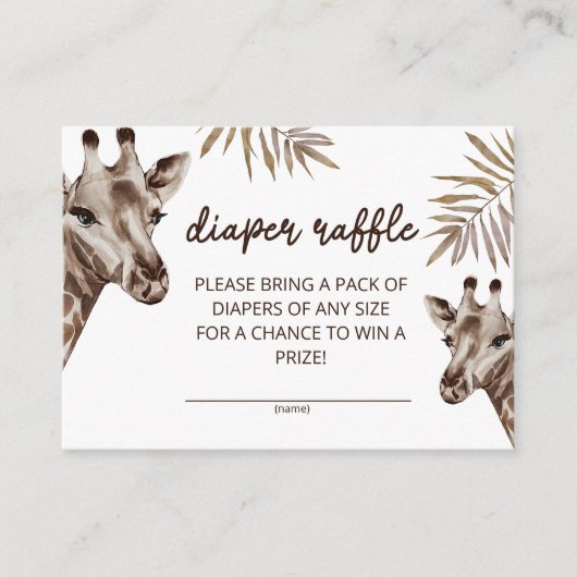 Oh Baby Giraffe Neutral luier loterij ticket Informatiekaartje (Voorkant)