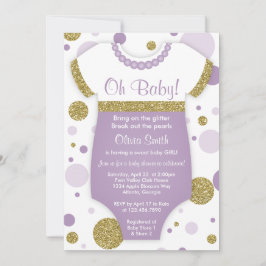 Oh Baby Girl, Baby shower Invitation, Faux Gold Kaart
