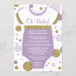 Oh Baby Girl, Baby shower Invitation, Faux Gold Kaart