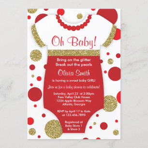 Oh Baby Girl, Baby shower Invitation, Faux Gold Kaart