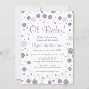Oh Baby Girl, Baby shower Uitnodiging, Faux Glitte Kaart
