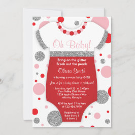 Oh Baby Girl, Baby shower Uitnodiging, Faux Glitte Kaart