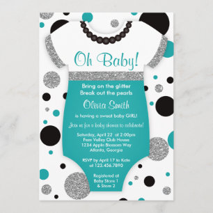 Oh Baby Girl, Baby shower Uitnodiging, Faux Glitte Kaart
