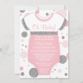 Oh Baby Girl, Baby shower Uitnodiging, Faux Glitte Kaart (Voorkant)