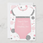 Oh Baby Girl, Baby shower Uitnodiging, Faux Glitte Kaart (Achterkant)