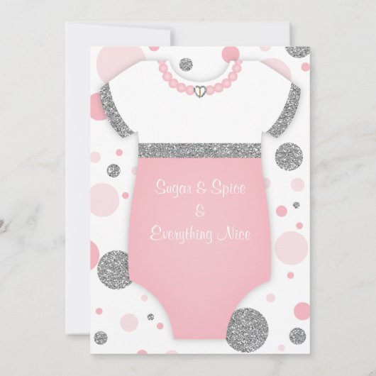 Oh Baby Girl, Baby shower Uitnodiging, Faux Glitte Kaart (Achterkant)