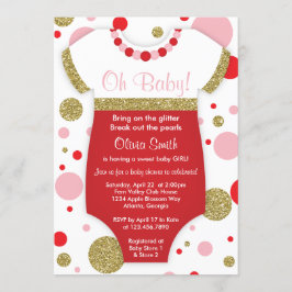 Oh Baby Girl, Baby shower Uitnodiging, Faux Glitte Kaart