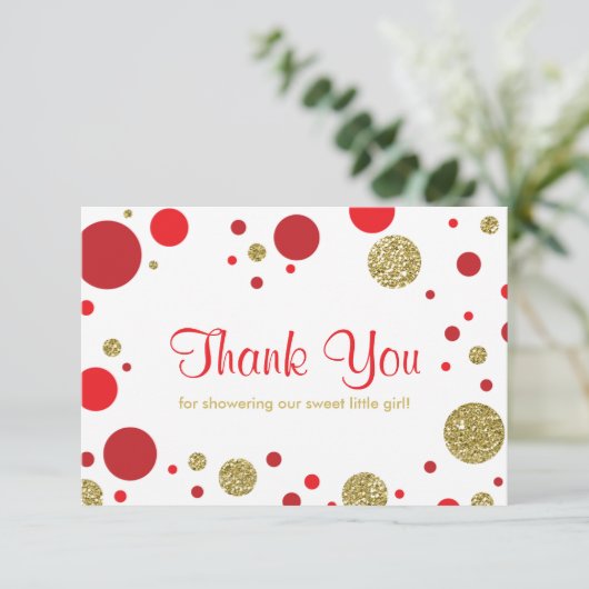 Oh Baby Girl, bedankt Card, Faux Glitter (Staand voorkant)