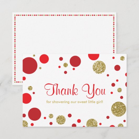 Oh Baby Girl, bedankt Card, Faux Glitter (Voorkant / Achterkant)