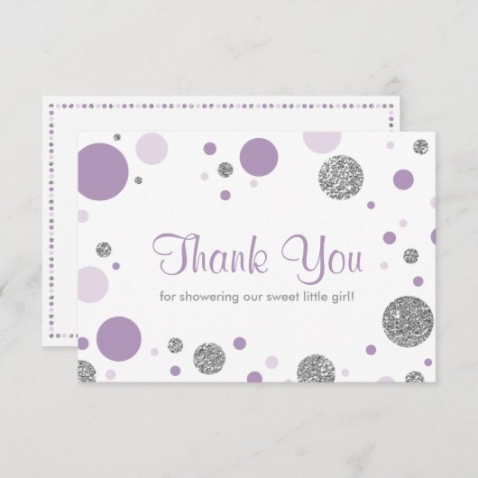 Oh Baby Girl, bedankt Card, Faux Glitter (Voorkant / Achterkant)