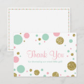 Oh Baby Girl, bedankt Card, Faux Glitter (Voorkant / Achterkant)