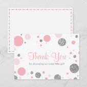 Oh Baby Girl, bedankt Card, Faux Glitter (Voorkant / Achterkant)