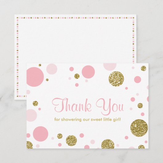 Oh Baby Girl, bedankt Card, Faux Glitter (Voorkant / Achterkant)