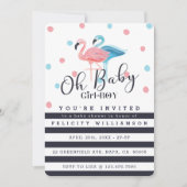 Oh Baby Girl - Boy Flamingo Baby shower Invitation Kaart (Voorkant)
