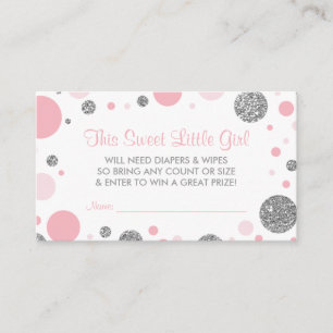 Oh Baby Girl, Diaper Raffle Ticket, Faux Glitter Informatiekaartje