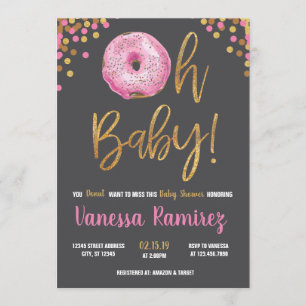 Oh Baby Girl Donut Baby shower Sprinkle Uitnodigin Kaart
