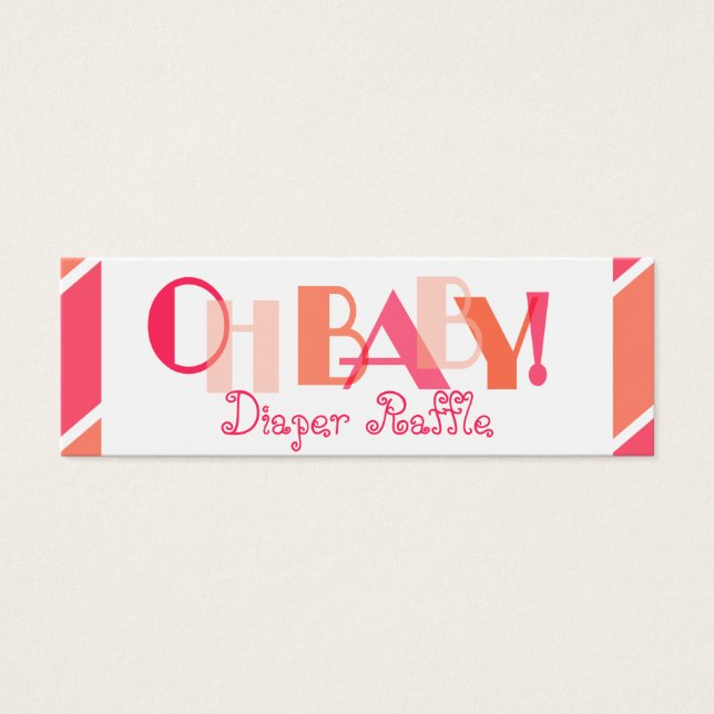 Oh Baby Girl Koraal Moderne Luier Raffle Mini Visitekaartjes (Voorkant)