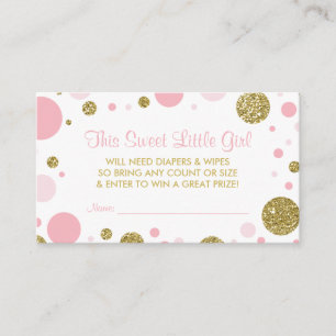 Oh Baby Girl, Luier Raffle Ticket, Faux Glitter Informatiekaartje