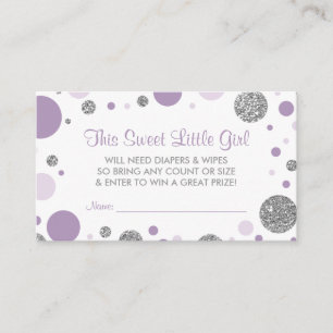 Oh Baby Girl, Luier Raffle Ticket, Faux Glitter Informatiekaartje