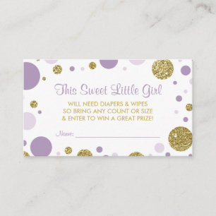 Oh Baby Girl, Luier Raffle Ticket, Faux Glitter Informatiekaartje