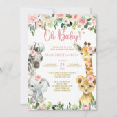 Oh Baby Girl Oerwoud Safari Animals Baby shower Kaart (Voorkant)