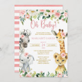Oh Baby Girl Oerwoud Safari Animals Baby shower Kaart (Voorkant / Achterkant)