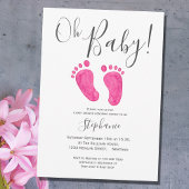 Oh Baby Girl Pink Feet Baby shower Uitnodiging