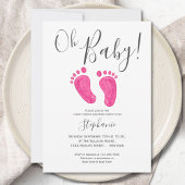 Oh Baby Girl Pink Feet Baby shower Uitnodiging