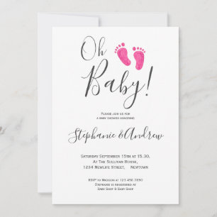 Oh Baby Girl Pink Feet Couples Baby shower Kaart