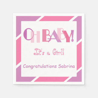 Oh Baby Girl Roze Modern Baby shower Party Servett Servet