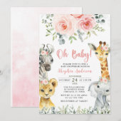 Oh Baby Girl Safari Animals Baby shower Kaart (Voorkant / Achterkant)