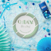 Oh Baby Girl Sage Green Modern Baby shower Papieren Bordje (Feest)