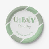 Oh Baby Girl Sage Green Modern Baby shower Papieren Bordje (Voorkant)
