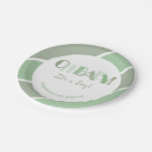 Oh Baby Girl Sage Green Modern Baby shower Papieren Bordje (Gekanteld)