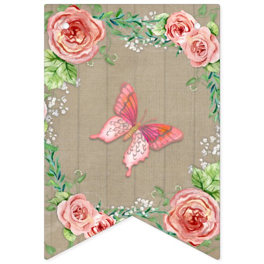 Oh Baby Girl Shower BOHO Nursery Room Pennant Roos Vlaggetjes (Tweede vlag)