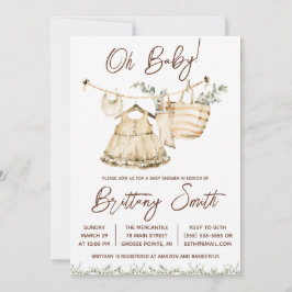 Oh Baby, Girls' Layette, Eucalyptus Baby shower Kaart