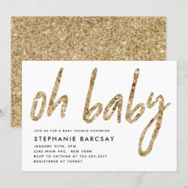 Oh Baby Glam Gold Glitter Baby shower Kaart