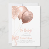 Oh Baby Glitter Balloons Bow Baby shower Kaart (Voorkant)